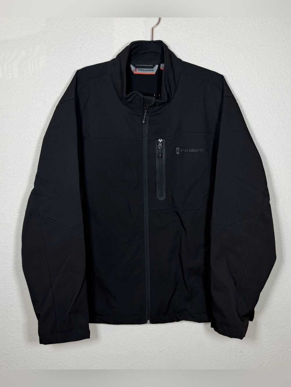Free Country Men's XXL Journeyman Flex Super Softshell Full-Zip Jacket Jet Black